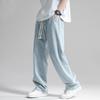 Fankes Jeans Men's Spring and Autumn New Loose Straight Elastic Waist Drawstring Versatile Casual Long Pants