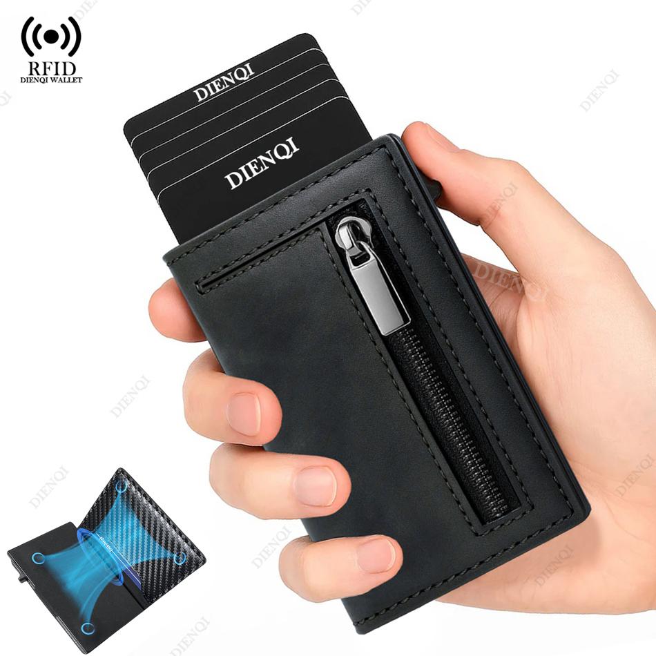 Rfid Blocking Credit Card Holder Men Wallet Luxury Pop Up Slim Thin Minimalist Wallet Bank Cardholder Case Black Vallet for Men