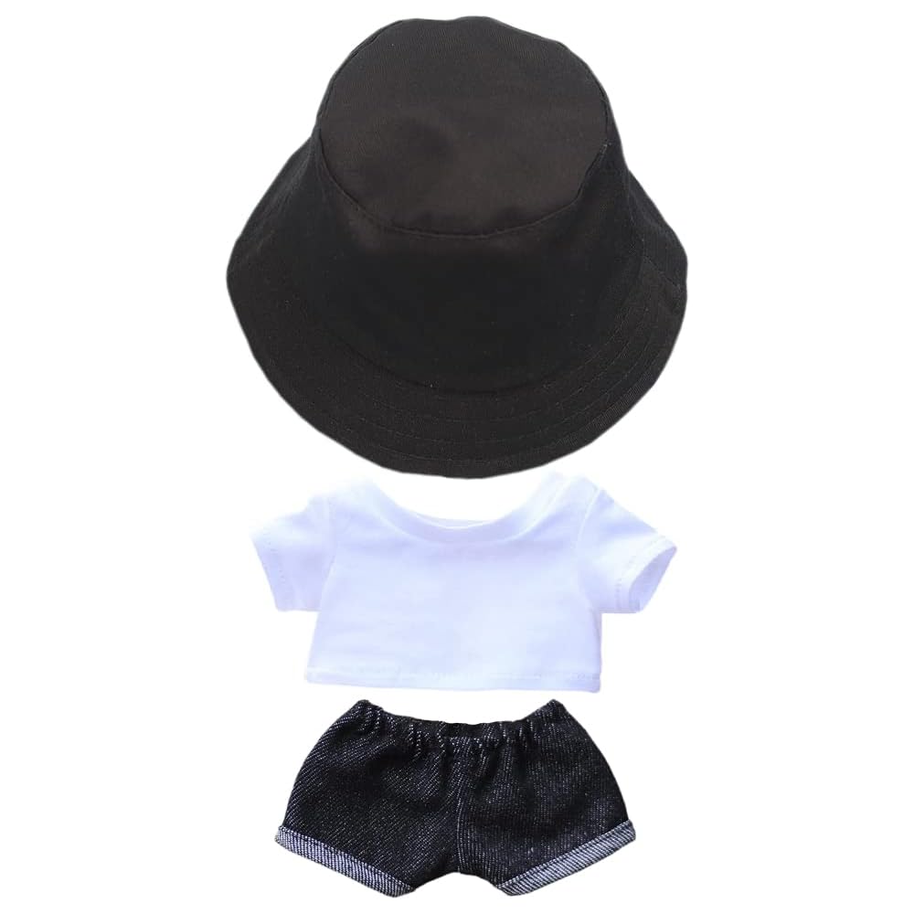 

niannyyhouse Doll Clothing Set 20cm Fisherman s Hat T-Shirt Jeans 3-Piece Outfit for Baby Dolls
