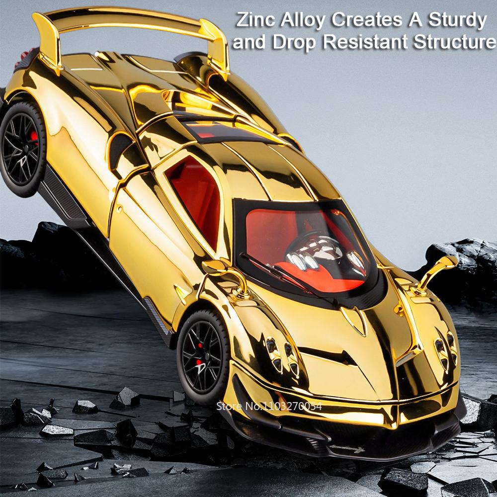 1:24 PAGANI Huayra Zonta HP Miniature Models Toys Alloy Diecast Car Doors Opened Rubber Tire Pull Back Vehices Fashion Ornaments