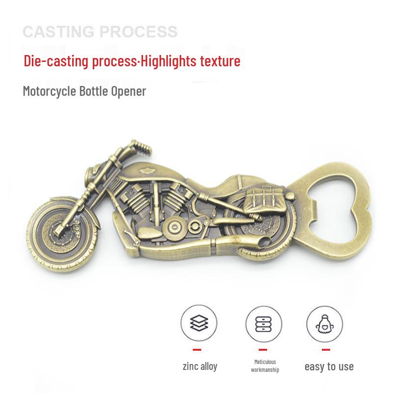 Antique Zinc Alloy Motorcycle Bottle Opener - Perfect Gift for Birthdays, Weddings, or Christmas