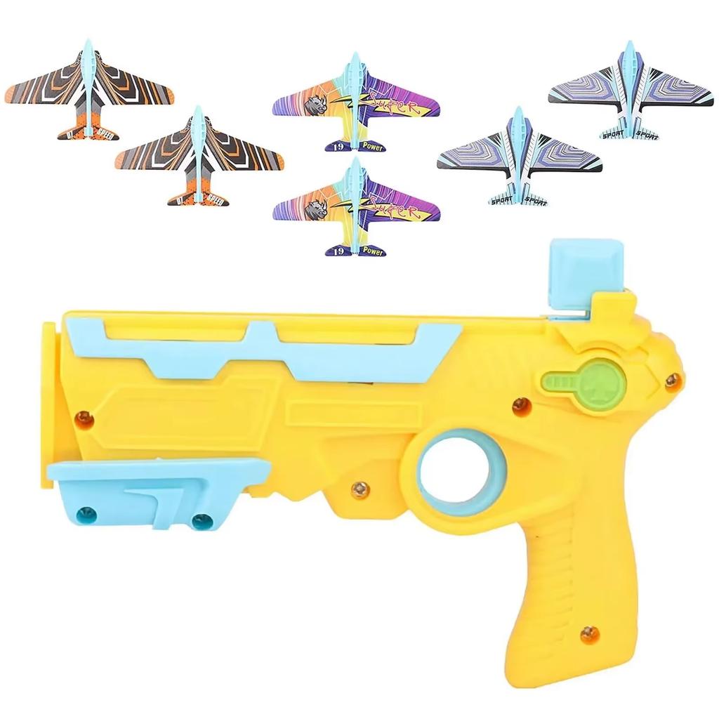 Foam Airplane Launcher Toy for Kids - Outdoor Flying Glider Catapult Gun, Foam Plane Toy Fun Birthday Gifts for Boys & Girls