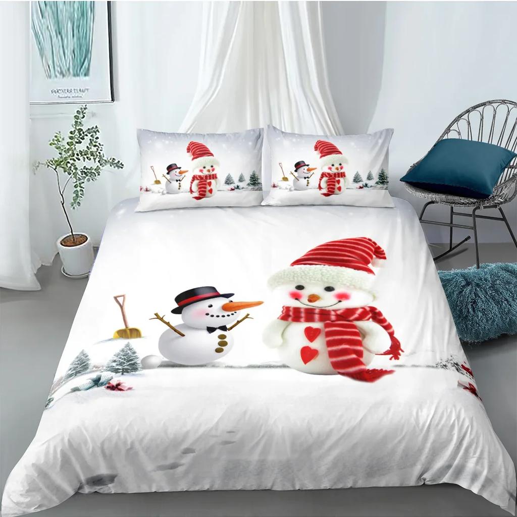 Duvet Cover Set 3D Santa Claus Merry Christmas Single Double Size Holiday Atmosphere Decoration Soft and Comfortable