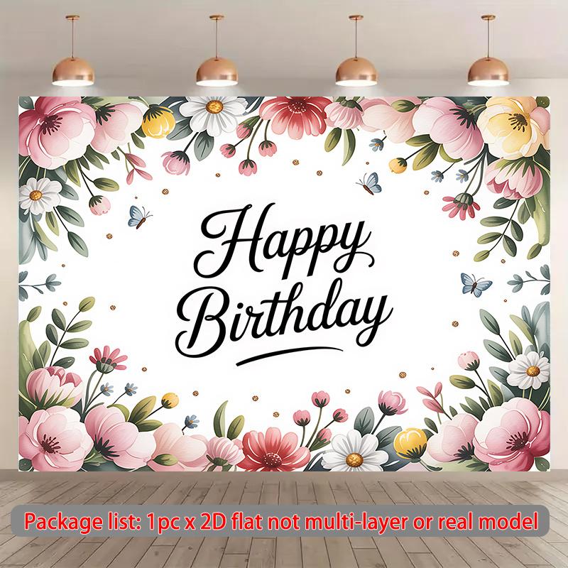 A 2D flat banner, a floral birthday card, very suitable for classrooms, offices and various events