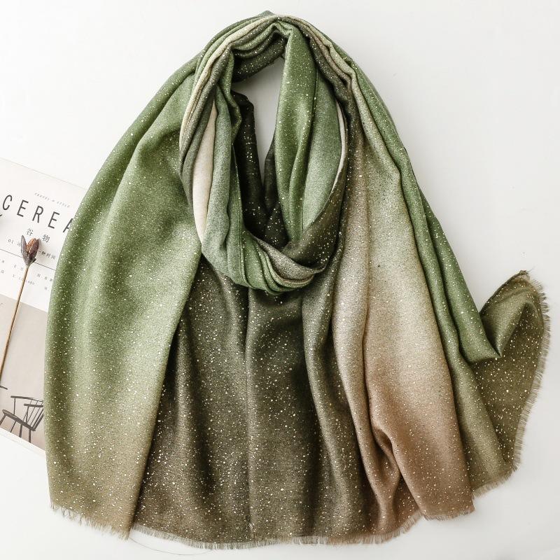 180*88cm Gradient color Gold Foil Wrap Scarfs for Women Fashion Hijab Shimmer Sparkle Womens Scarves Bling Bling Shawls Cotton Feeling Shawl Scarf
