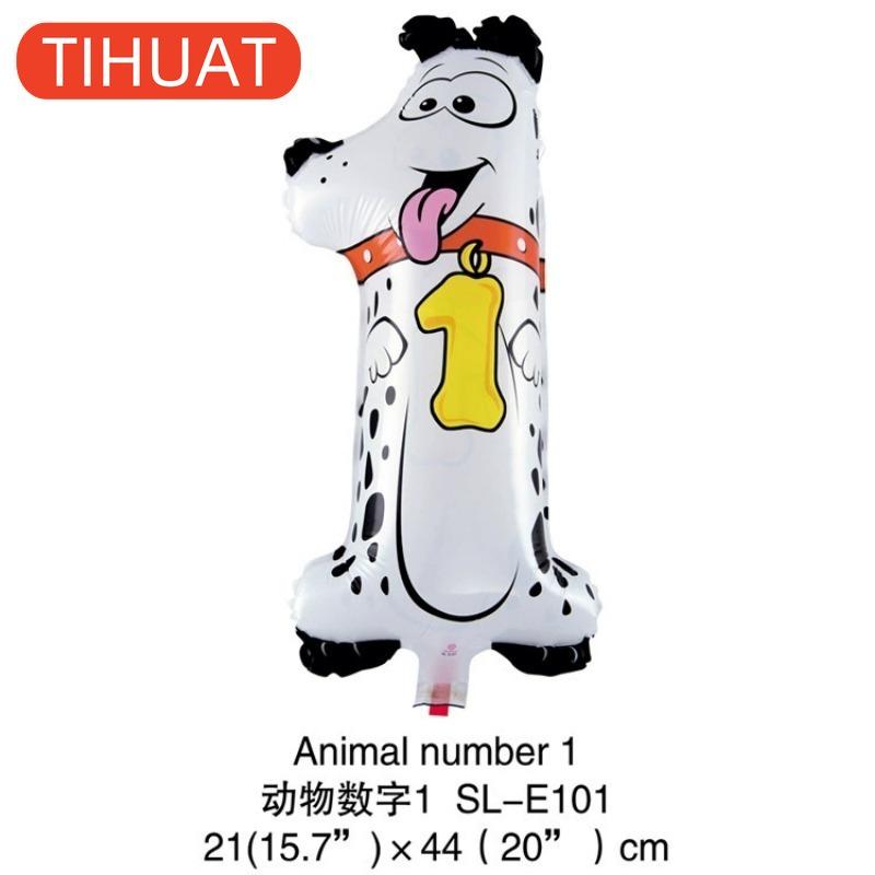 Cartoon Animal Number Foil Balloons for Kids Party Decoration Birthday Wedding Decor