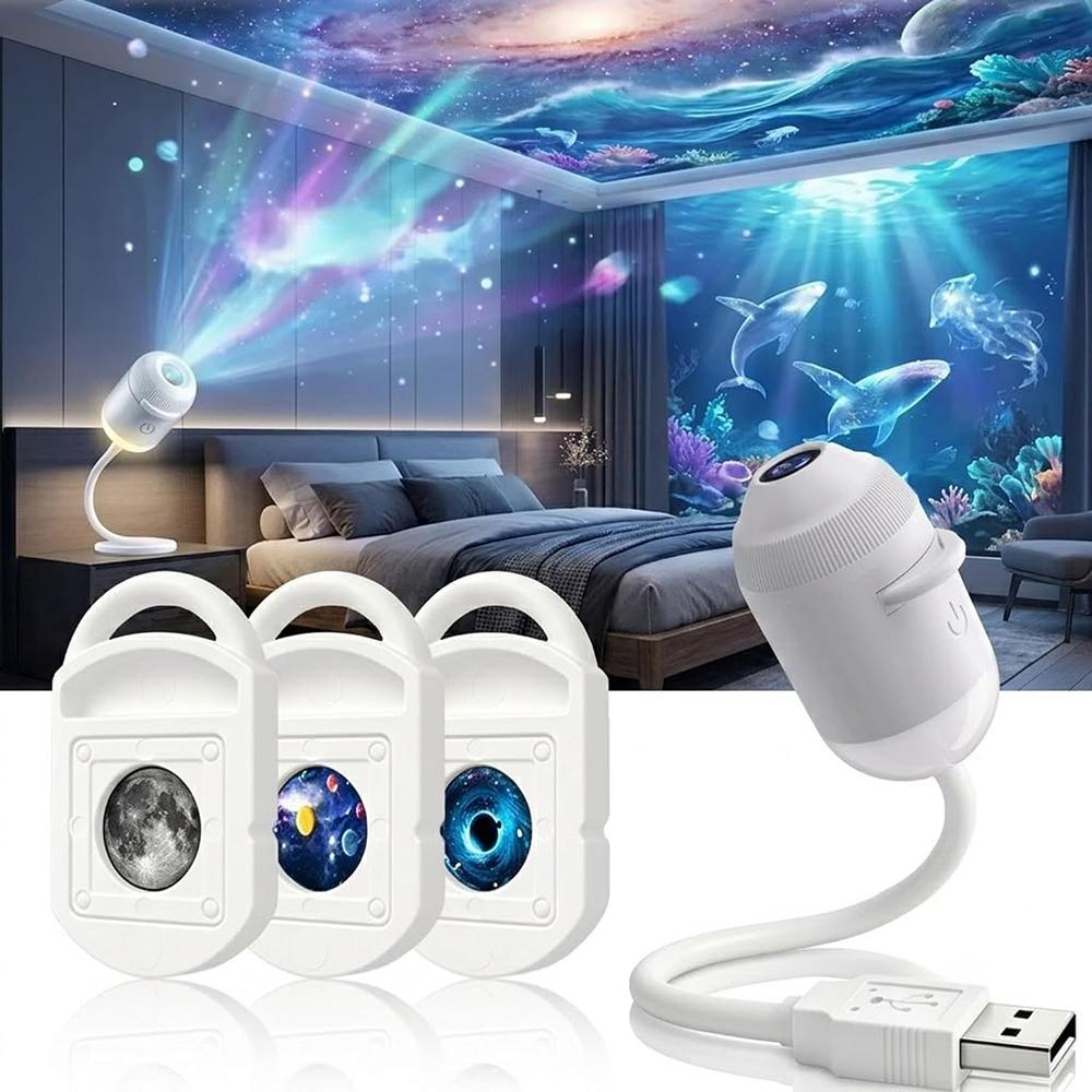 HD Holographic Night Light Projector 2-in-1 Galaxy Star Design with Eye Protection USB Powered for Bedroom Car Perfect Christmas