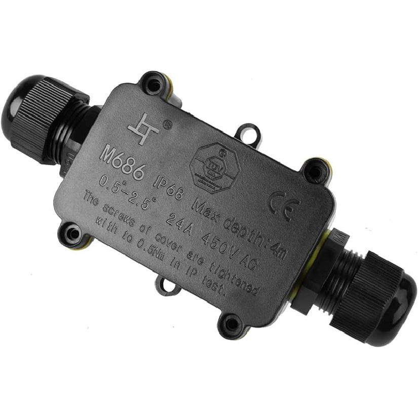 

Електрична розподільна коробка на 4 виходи, La Vane IP68 Водонепроникний 4-контактний кабельний з єднувач З єднувач для освітлення Електрична зовнішня муфта, Кабельний сальник Ø 4-14мм 2 Way