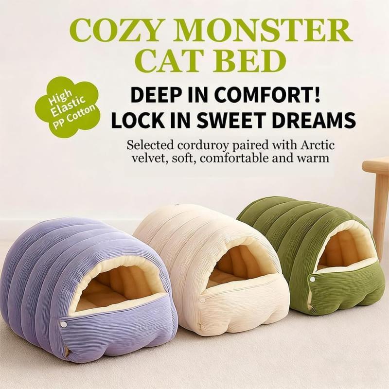 Winter Plush Cat Bed Warm Thickened Pet House Soft Cat Cave Sleeping Bed for Kittens Small Pets