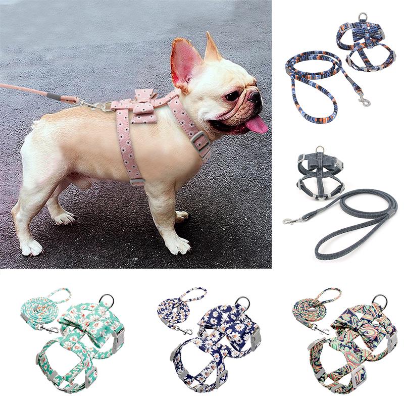 1Set Printed Safety Control Adjustable Vest Harness Leash Set Cats Dogs