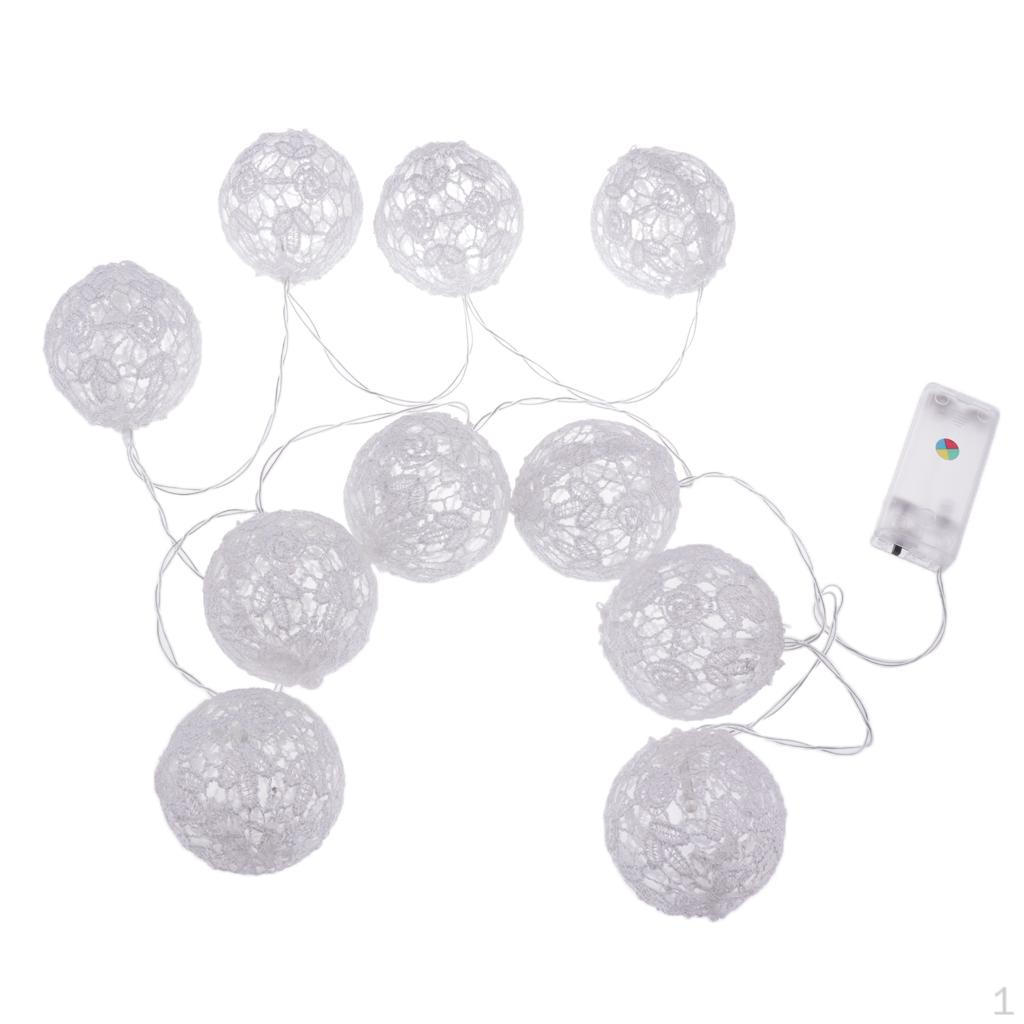 10/20 LED Lace Balls Shaped Christmas Battery Operated Fairy Bulbs Lots Home Festival