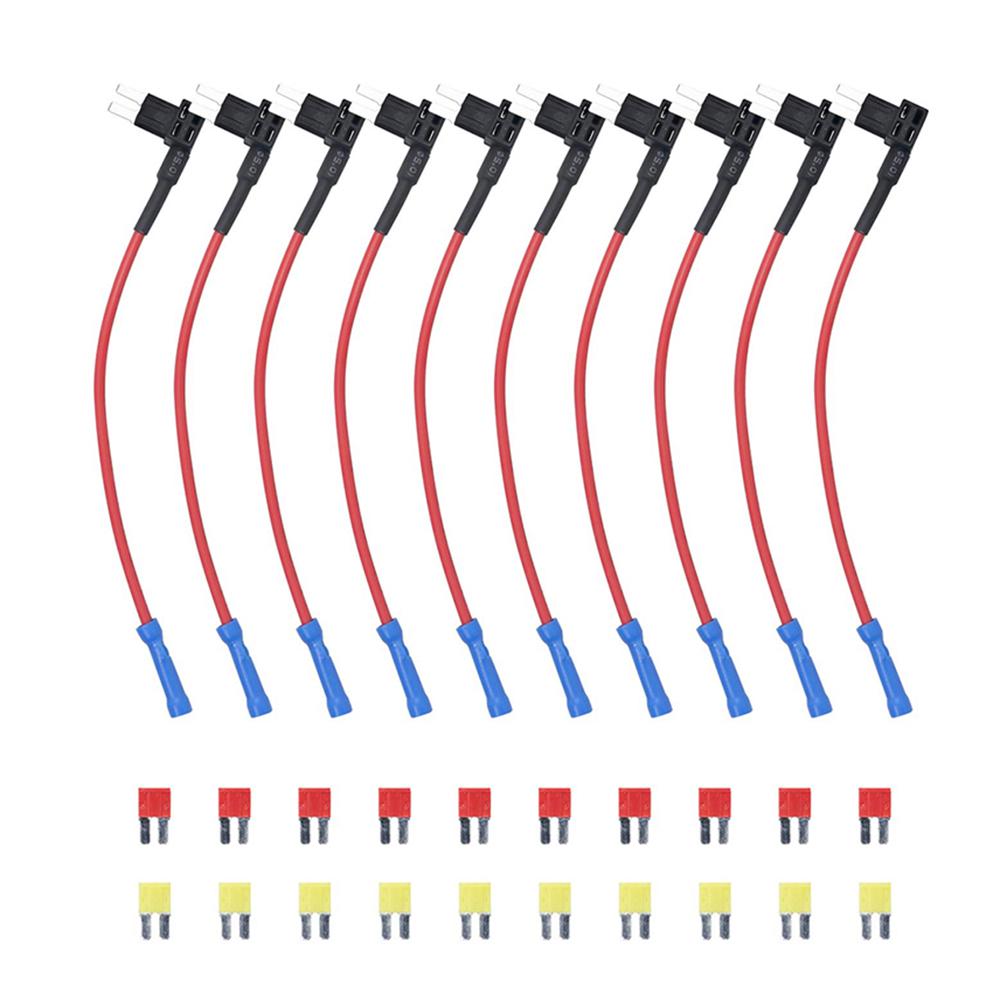 10Pack 12V Car Add-a-Circuit Fuse Tap Adapter Micro2 Blade Fuse Holder with 10pcs 10A 20A Fuses Micro2 12V Fuse holder Fuse Holders1