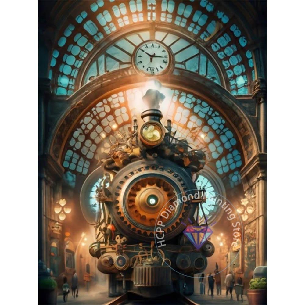 Steampunk Train Diamond Drawing Kit 5D DIY Diamond Embroidery Industrial Punk Handmade Art Exquisite Adult Gift Home Decoration