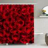 1pc Red Rose Shower Curtain Bathroom Partition Decorative Curtain Machine Washable Rose Print Window Privacy Curtain