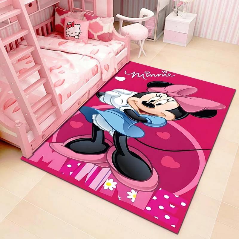 Cute Cartoon Carpet Minnie Mouse Printed Rug for Home Living Room Bedroom Kids Room Decor Non-slip Floor Mat Next Day Shipping