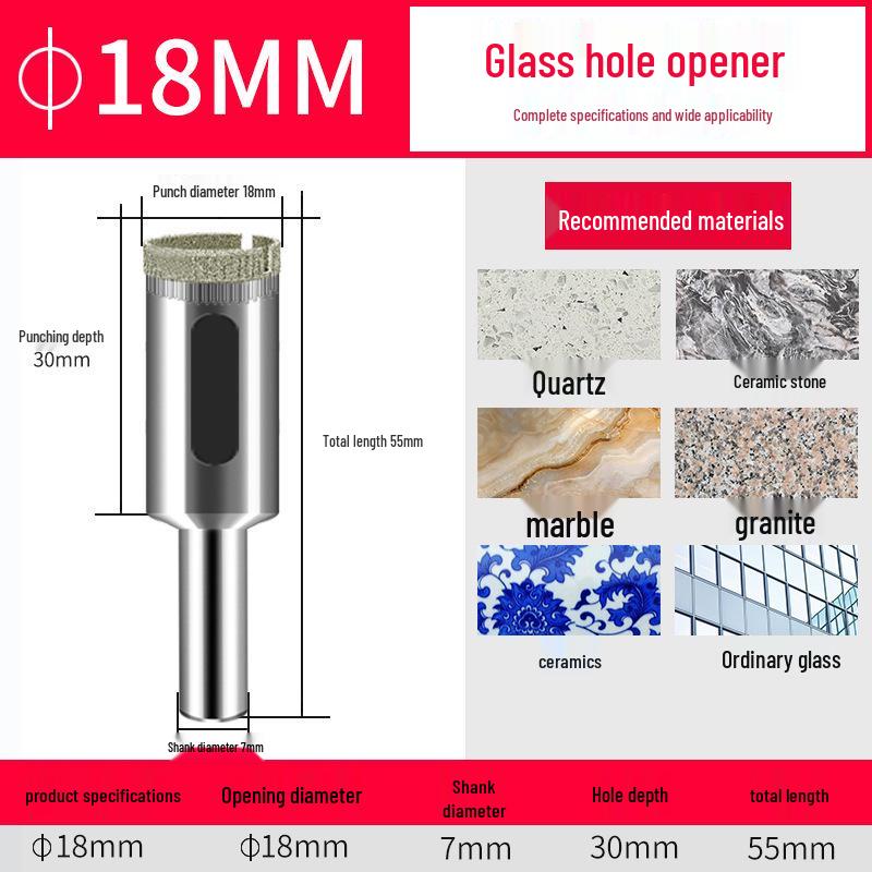 Emery Glass & Tile Drill Bit, 3-200mm Rotary Hole Saw for Marble