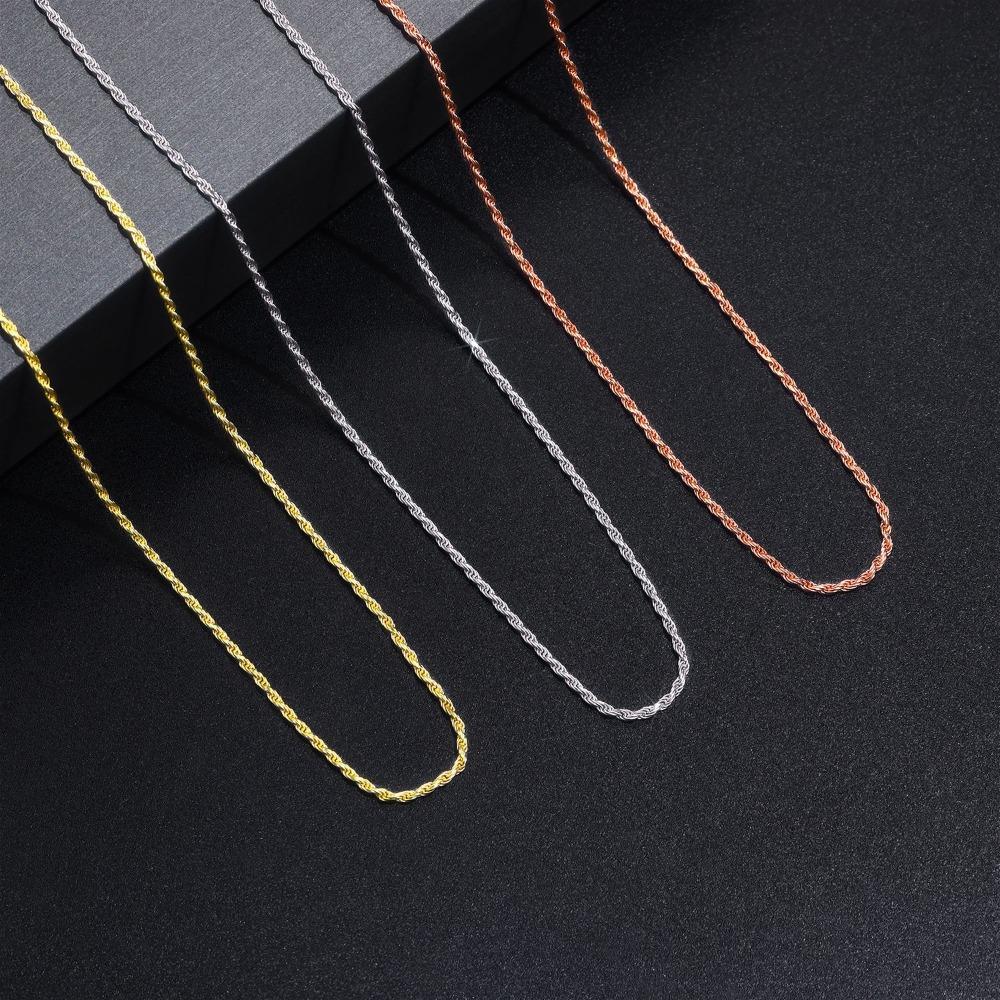 925 Sterling Silver Unisex Minimalist Chain Necklace Simple Durable Everyday Jewelry