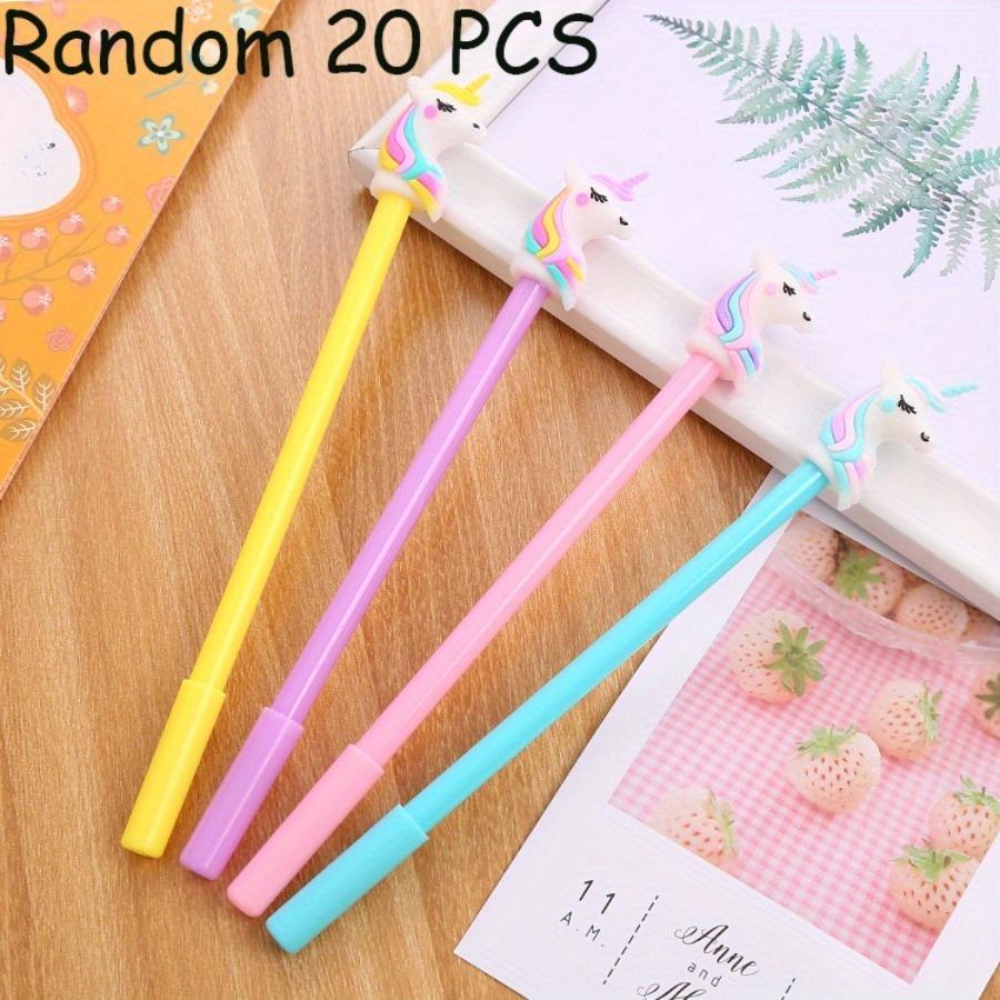 12/20 KS Jasně barevné kreslené gelové tužky ve tvaru jednorožce 0,5 mm Černá Snový Fantazijní Roztomilý Styl Studentské Psací Potřeby Party Dárky, Promoce Zpět do školy.