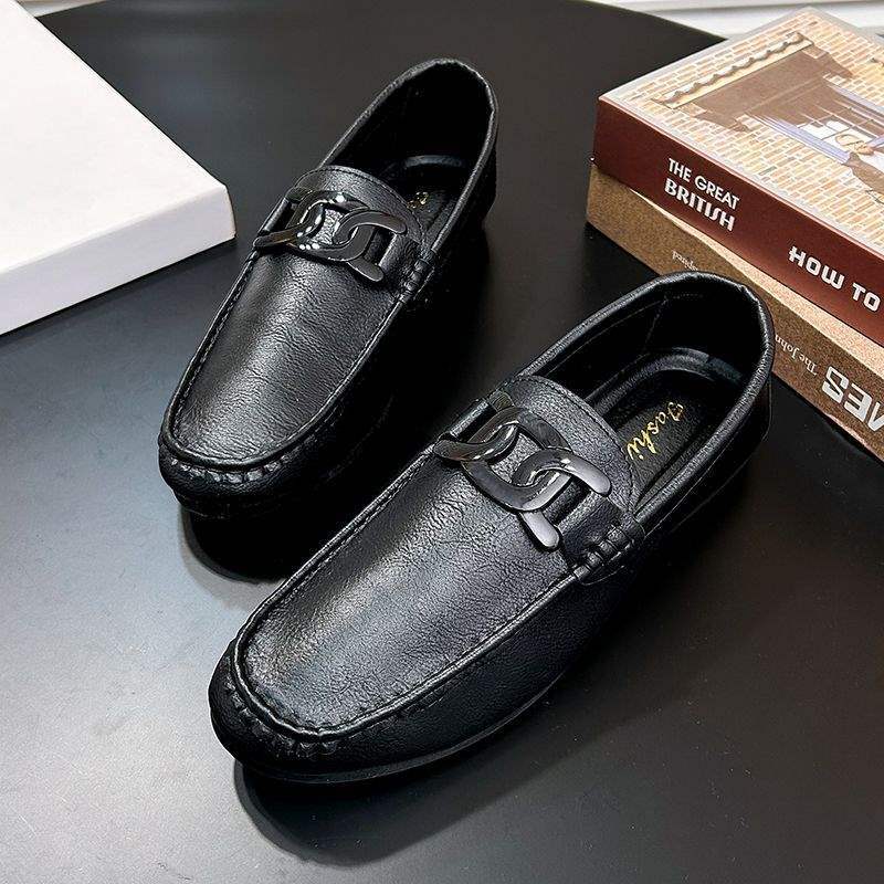 Dress Trend Autumn Lightweight Men's Loafers Doudou Shoes Simple Korean Version Non-slip Men's Shoes Small Leather Shoes Thick-soled Breathable