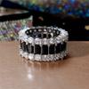 Luxury Black Engagement Rings for Women Full Paved Shiny Cubic Zirconia Jewelry Female Finger Ring Party Jewelry