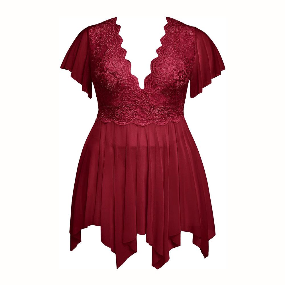 

Вечернее платье и ночная рубашка больших размеров с глубоким V-образным вырезом и цветочным кружевом