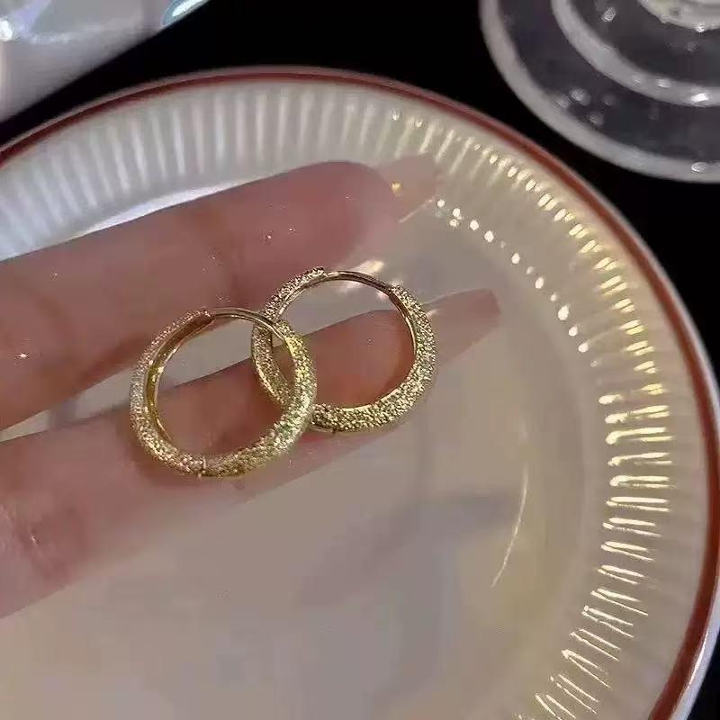 Elegant Women's Shimmering Hoop Earrings: High-End Geometric Studs