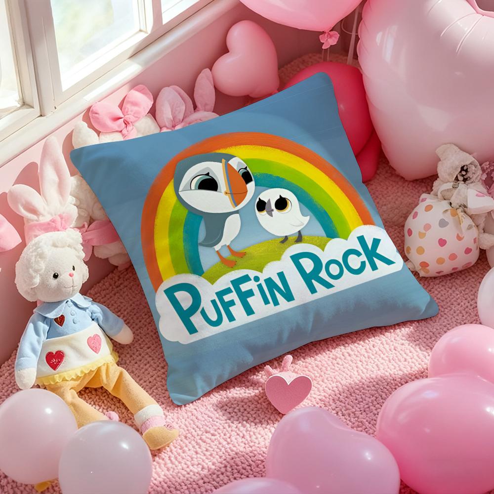 Kwaii Puffin Rock PPreschool Cushion Cover Pattern Printed Pillowcase for Living Room Sofa Cushion Cover  Bedroom Decor