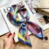 Autumn and winter Maillard cashew square scarf silk scarf women's shirt versatile neck small scarf tied hair decorative scarf