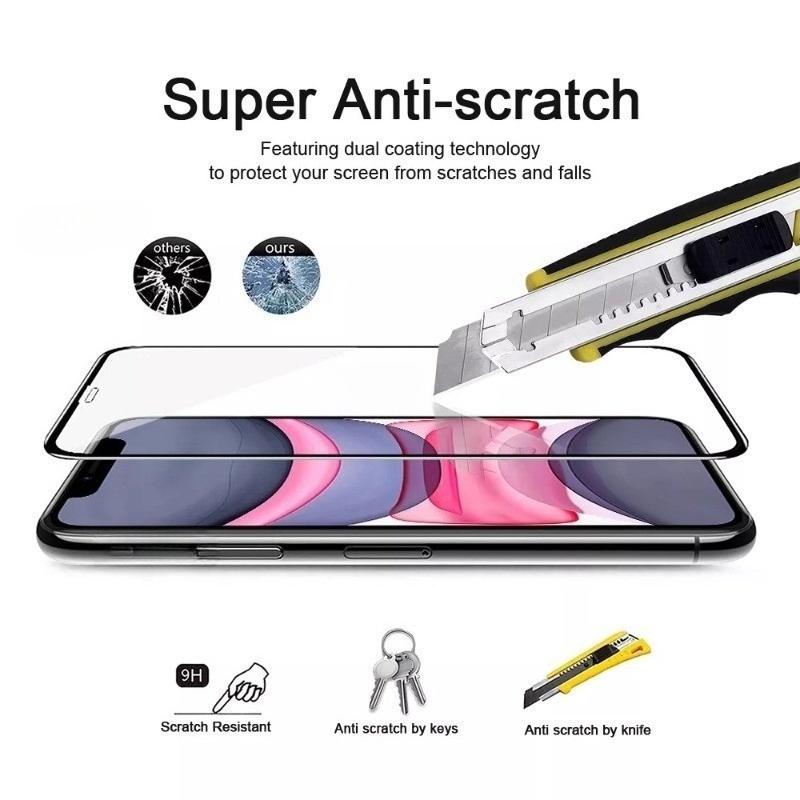 4Pcs Full Cover Tempered Glass For iPhone 14 15 16 17 Pro Max 13 12 11 XS Max XR Screen Protector Film