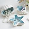 Elegant Coastal Themed Ceramic Dish For Jewelry Storage Makeup Vanity Tabletop Decorative Display Tray
