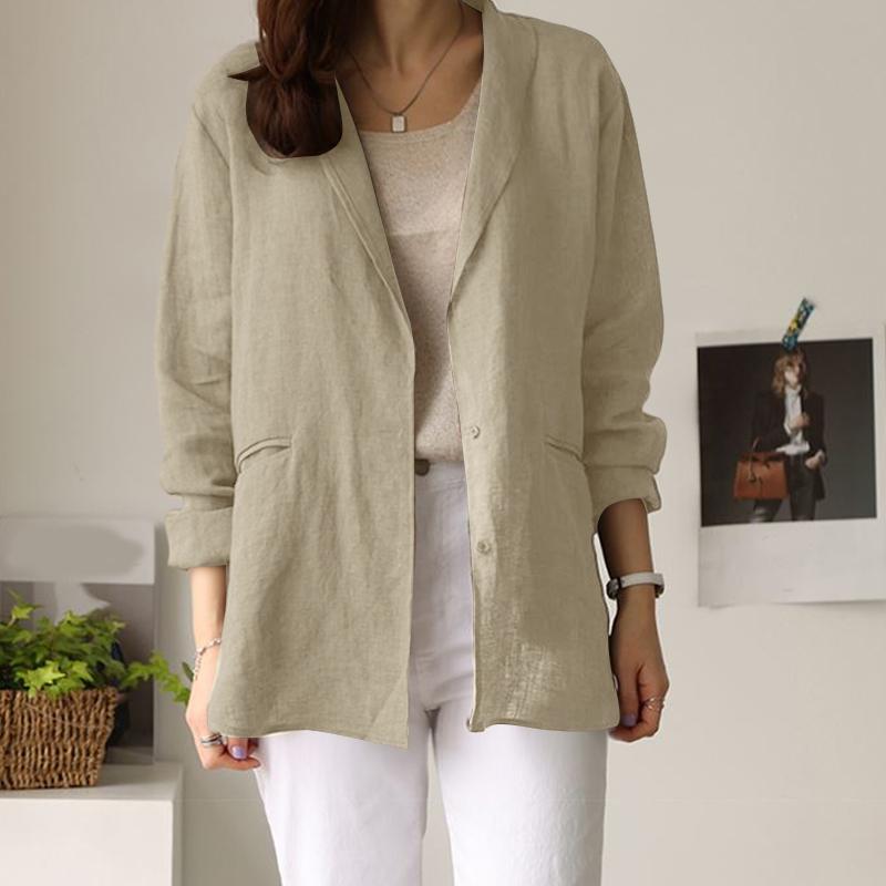 

ZANZEA Женский повседневный кардиган с шалевым воротником, однотонный, свободного кроя, тонкий 5XL хаки