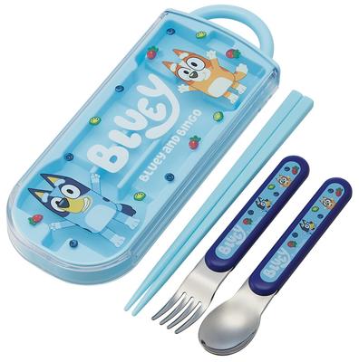 Skater Bento Eetstokjes Drie-delige Set voor Jongens en Kinderen (Eetstokjes, Lepel, Vork, 16,5 cm, Bluey) Meisjes, TACC2-A
