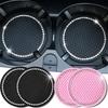 Car Non-slip Water Cup Pad Diamond Rhinestone Bling Decoration Auto Interior Cup Bottle Anti-skid Rubber Mat Car Accessories