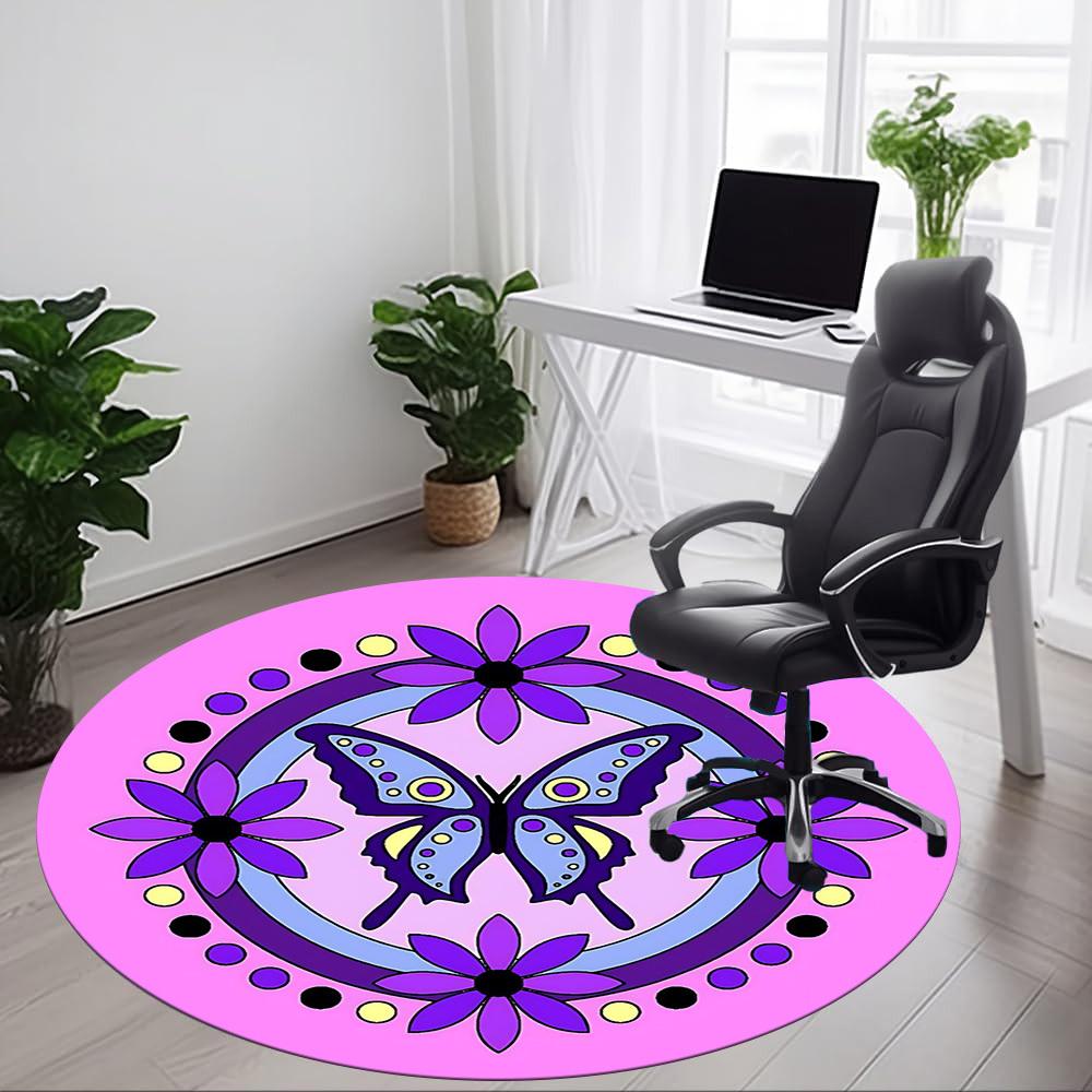 1pc Butterfly Mandala Chair Carpet for Office, Soft and Durable Office Rug for Interior Decoration, Perfect for Office yy251227090