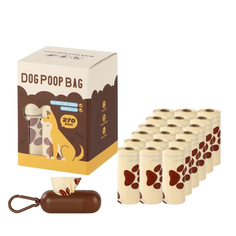 Dog Poop Bag with Milk Scent Clip and Dispenser for Pet Walking, Outings and Travel Easy To Clean