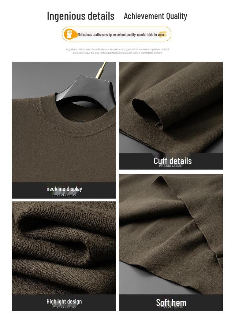 Men's Plus Size Silk Velvet Knitwear: Autumn/Winter 2025 Casual Round Neck Wool Sweater.
