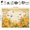 2D Bee Honeycomb Backdrop Yellow Floral Bumblebee Photography Background