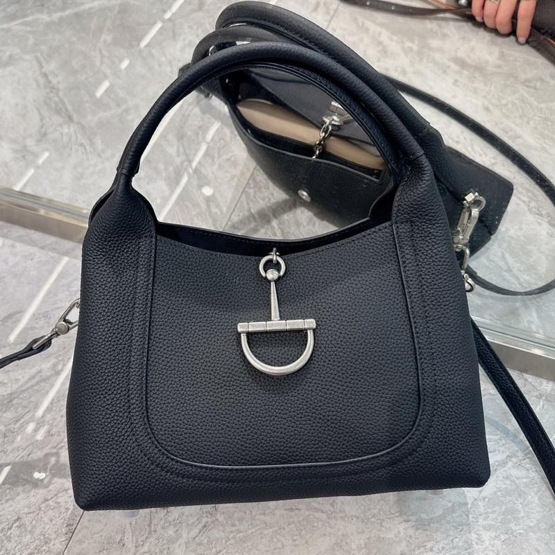 New high-end cowhide leather bucket bag underarm bag handbag crossbody shoulder bag vegetable basket women's bag