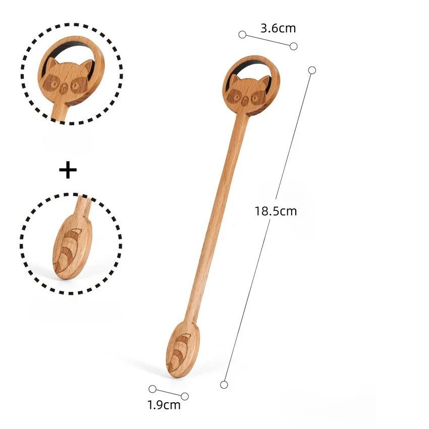 Creative Cartoon Animal Stirring Spoon, Lemon Leaf, Internet-famous Wooden Spoon, Nordic-style Ins Souvenir, Japanese and Korean Coffee Spoon