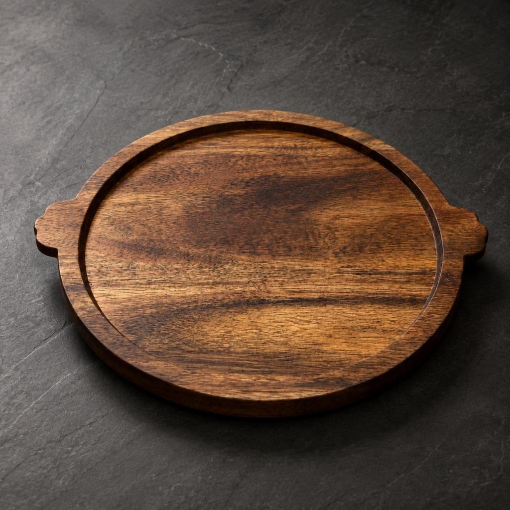 Round Acacia Wood Serving Tray Portable for Celebrations