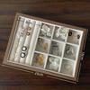 Walnut Grain Jewelry Tray with Large-Capacity Multi-Compartment for Rings, Necklaces, and Earrings