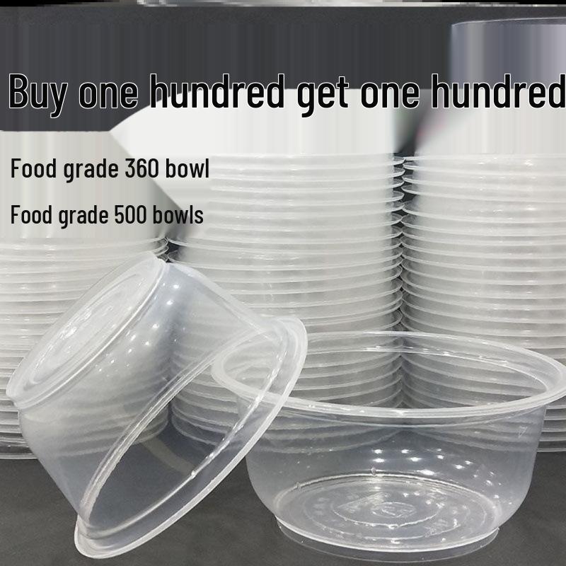Transparent Thickened Disposable Plastic Bowl - Round, No Lid, Heat-Resistant for Home and Commercial Use