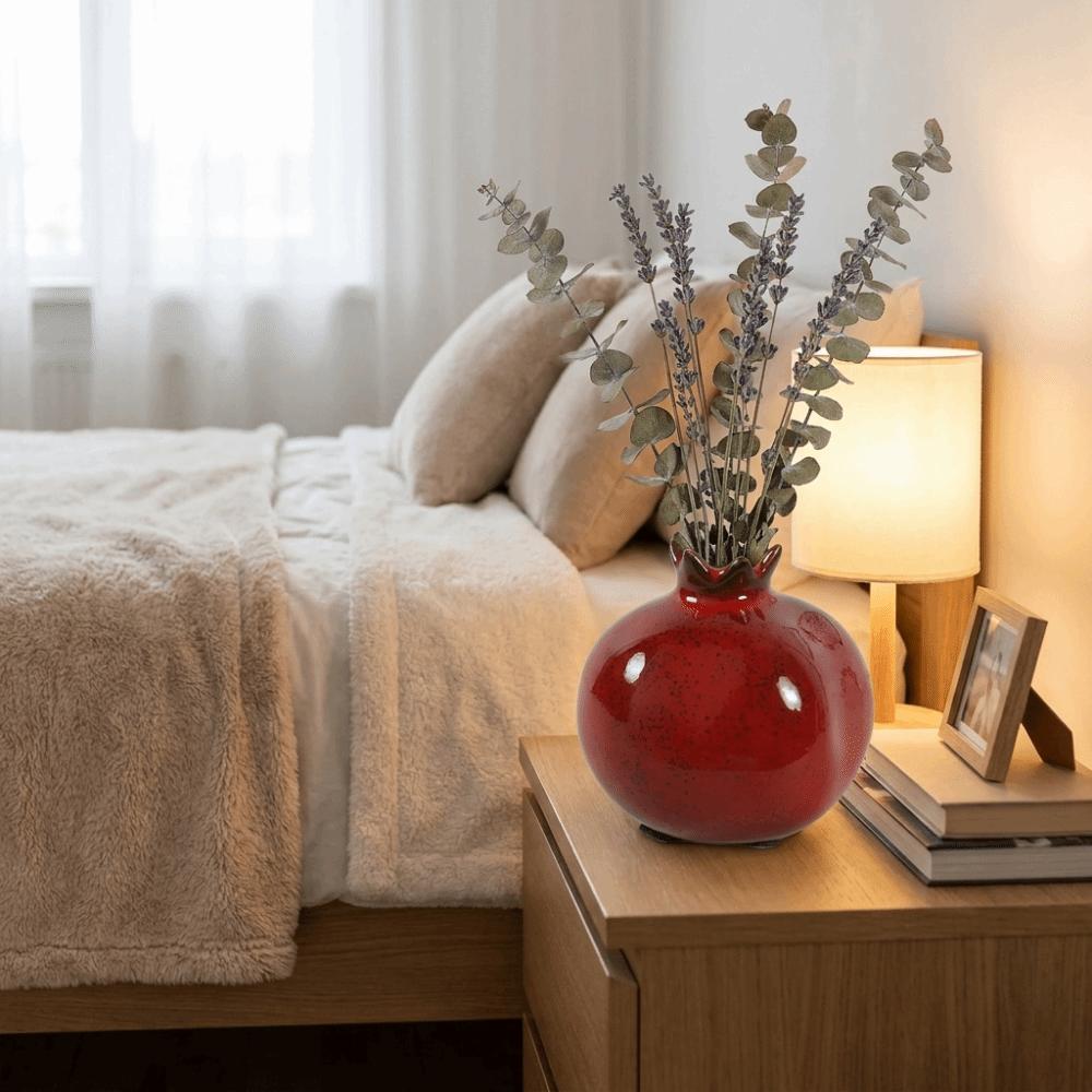 Ceramic Simulated Pomegranate Vase Fruit Shaped Bud Vase Craft Art Desk Vase Home Decoration
