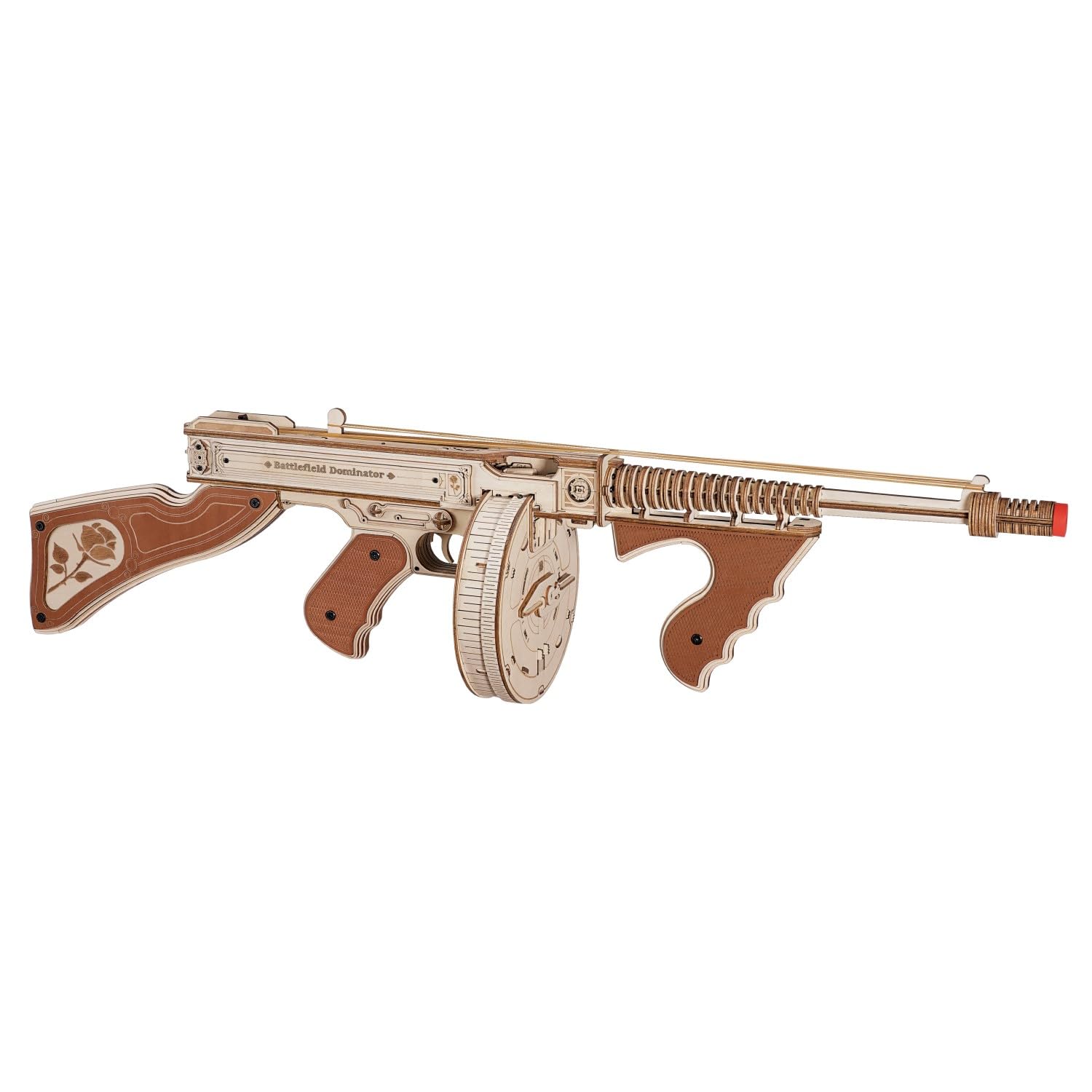 

Tsukurundesu Wooden Puzzle with Rubber Bands (Submachine Gun) - Includes Japanese Instructions