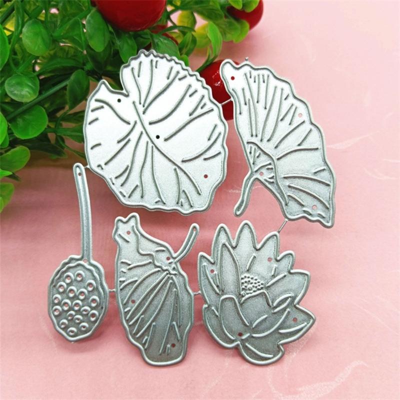 Carbon Steel DIY Lotuses Flower Leaf &  Cutting Dies Embossing Stencils Template for Decorative Paper Album Card