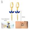 925 Silver Ear Buckles Fashion Hoop Earrings Dark Blue Crystal Pendant Gold Earrings High Women's Jewelry Luxury Gifts
