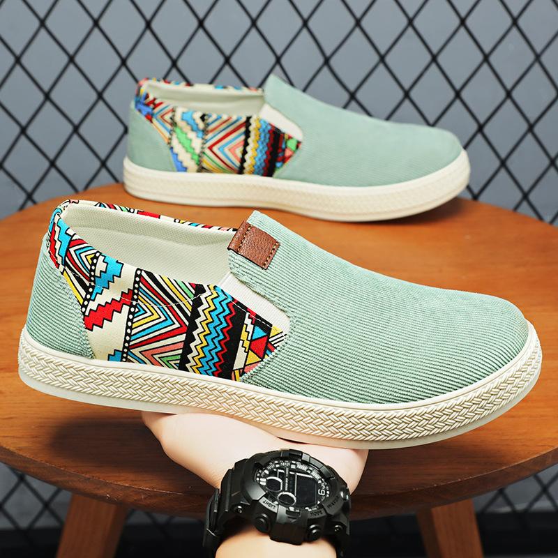 Men's shoes, new printed cloth shoes, men's versatile fashion shoes, men's low-top lightweight single shoes, soft-soled shoes
