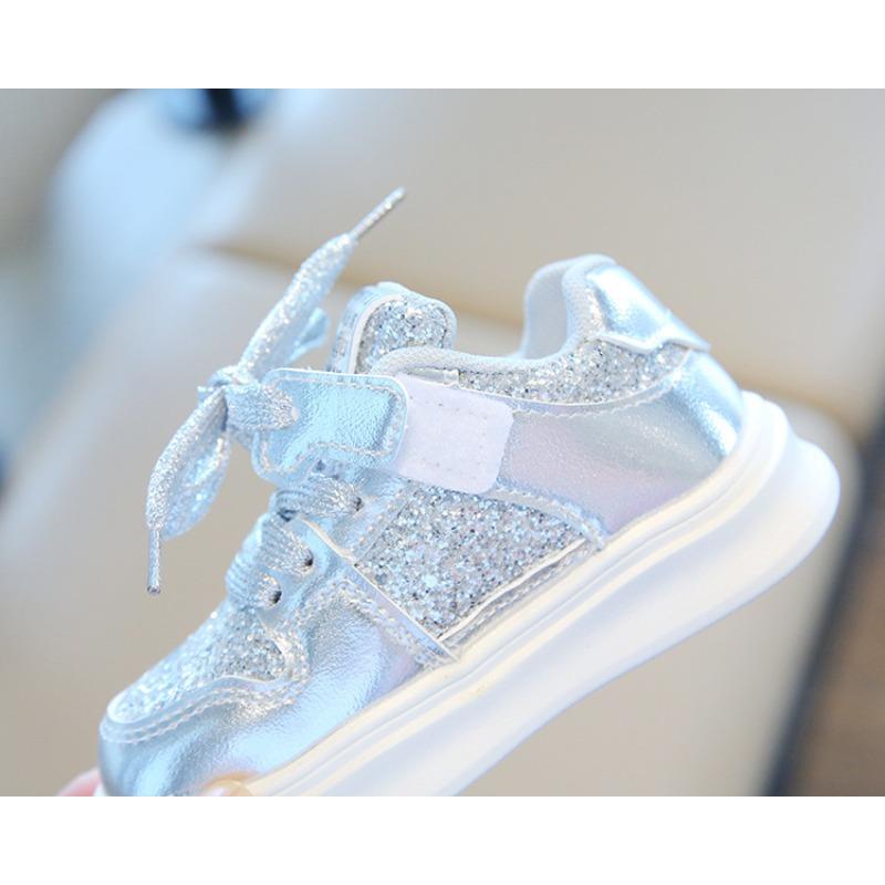 Children’s Sneakers, Spring/Autumn New Arrival, Girls’ Casual Shoes with Sequins, Korean Style Boys’ Skate Shoes, Soft-Soled Baby Flats