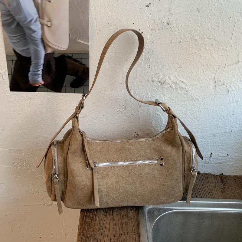 IELGY Frosted Suede Motorcycle Style Messenger Bag Simple Shoulder Messenger Bag