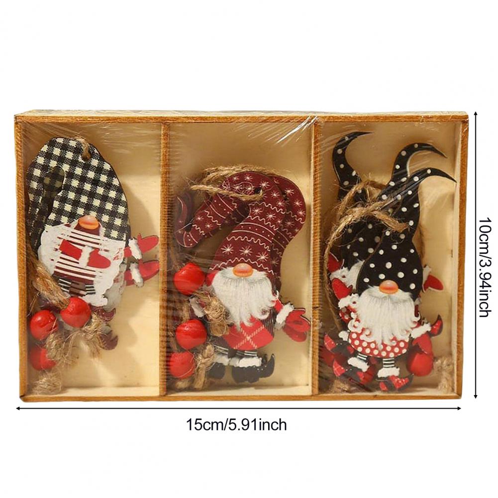 9Pcs Wooden Christmas Tree Hanging Decorations Handmade Elf Gnome Doll Ornaments Xmas Tree Home Holiday Decor